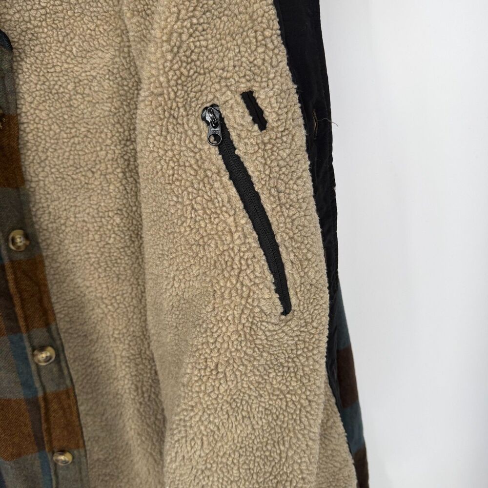 Woolrich Charley Shirt Jacket Sherpa Lined Wool Plaid Shacket Mens L Chore Coat - Picture 5 of 11